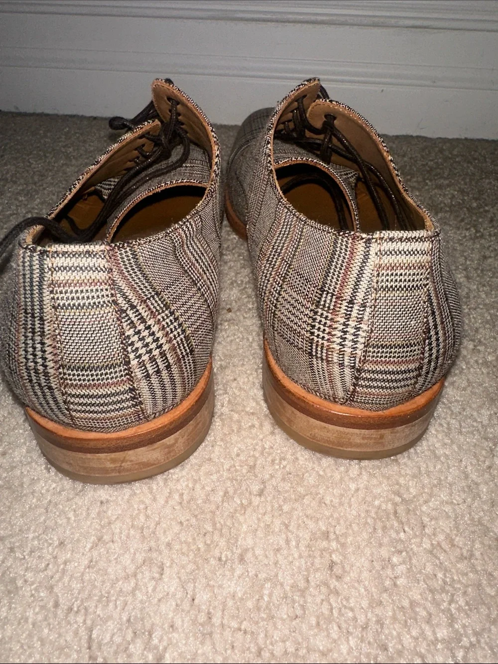 Taft Men's Plaid Lace-Up Dress Shoes in Brown